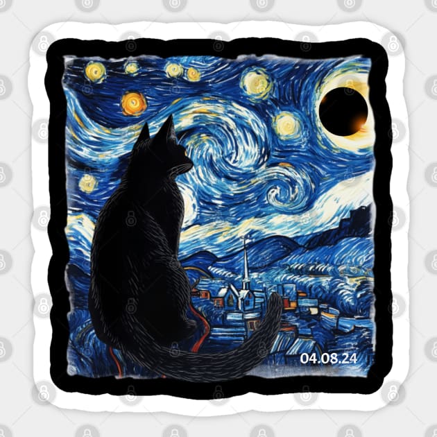 Starry Night Solar Eclipse 2024 Sticker by VisionDesigner